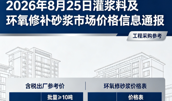 道县2026年8月25日灌浆料及环氧修补砂浆市场价格信息通报